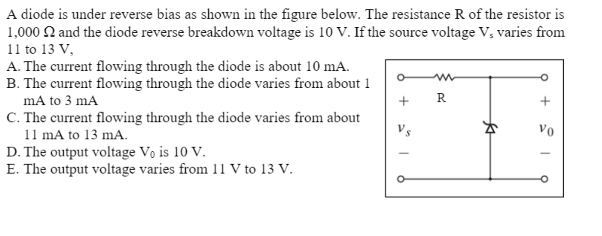 Solved A diode is under reverse bias as shown in the figure | Chegg.com