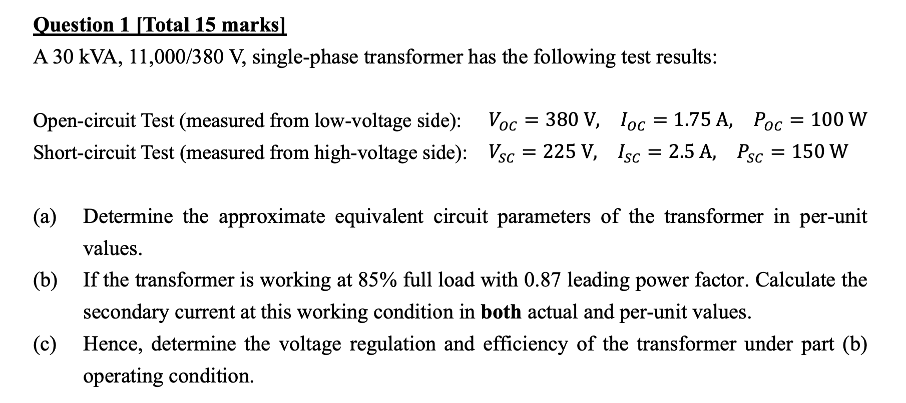 question-1-total-15-marks-a-30-kva-11-000-380-v-chegg