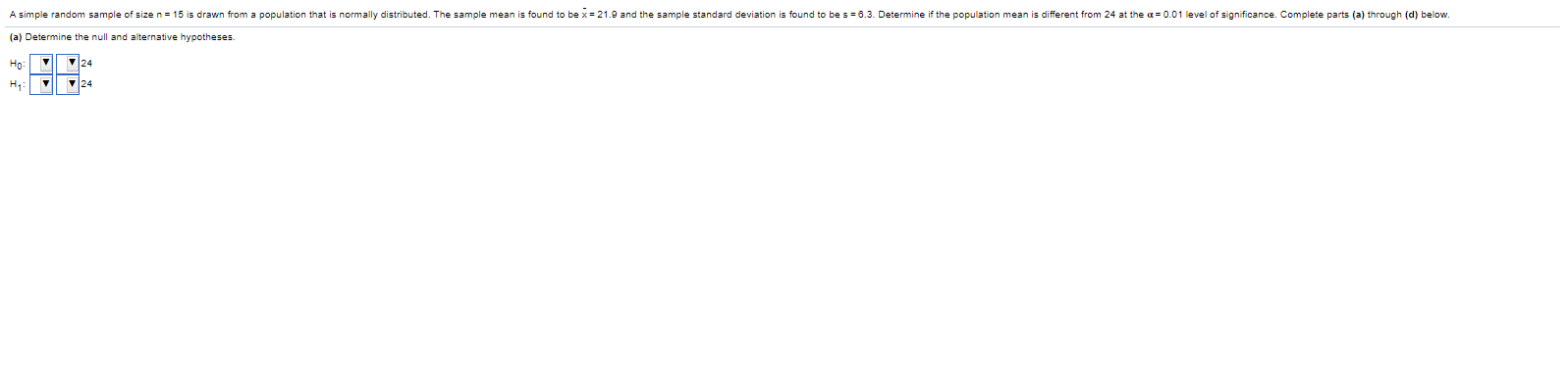 Solved A simple random sample of size n = 15 is drawn from a | Chegg.com