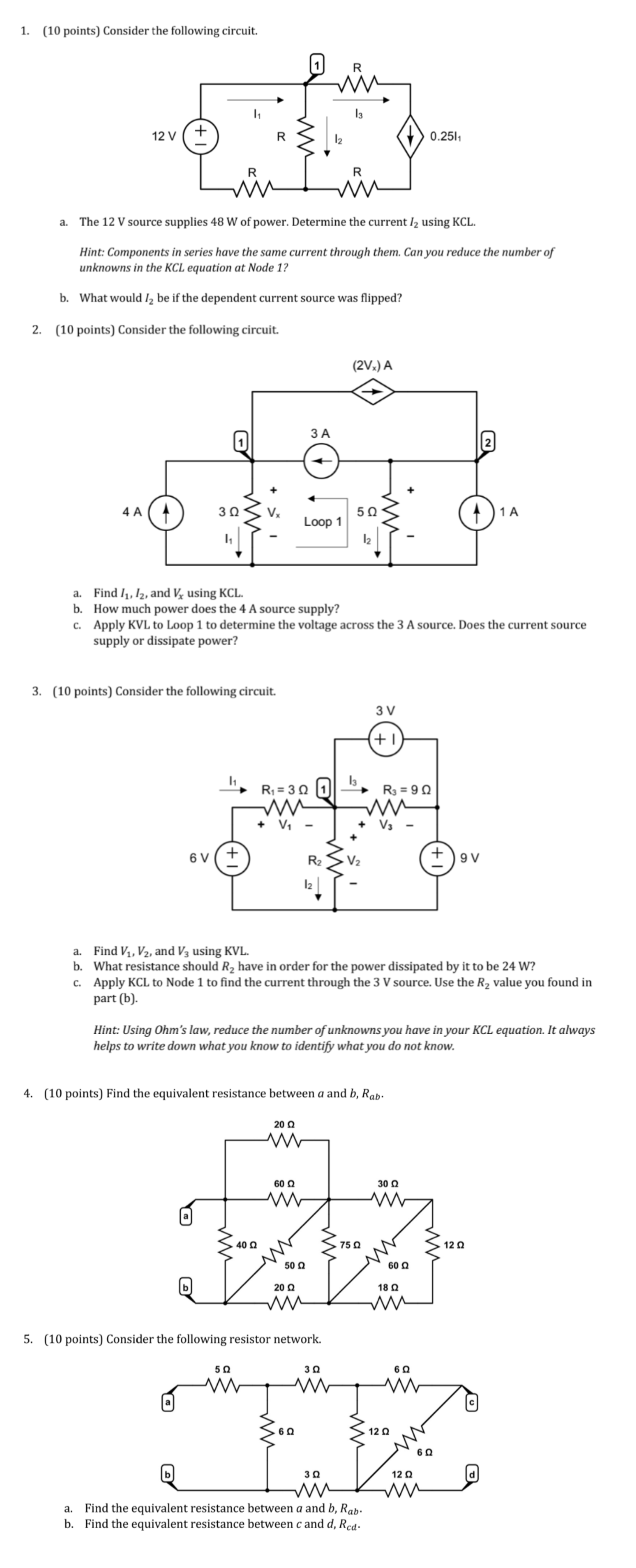 Solved 1. (10 Points) Consider The Following Circuit. A. The | Chegg.com