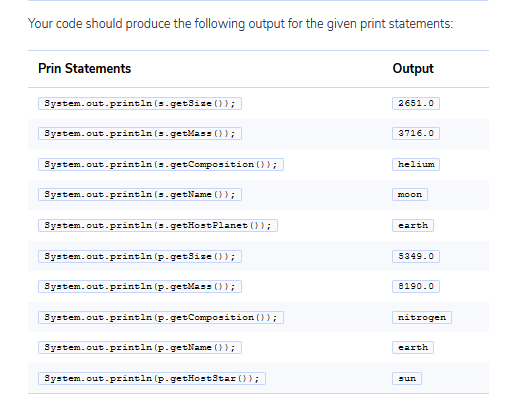 Solved class CelestialBody { private double size; private | Chegg.com
