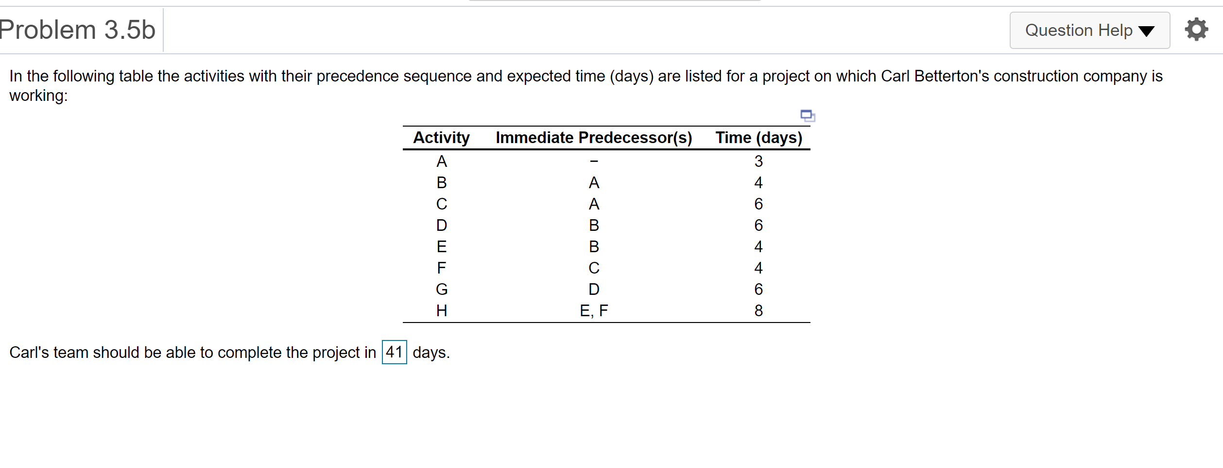Solved Problem 3.5b Question Help In the following table the | Chegg.com