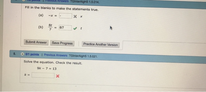 Solved Us Answers TGInterAlgH5 1.5.014. Fill in the blanks | Chegg.com
