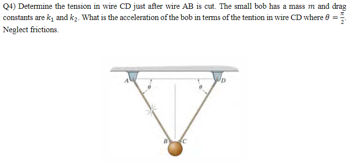 Solved Q4 Determine The Tension In Wire C D Just Chegg Com