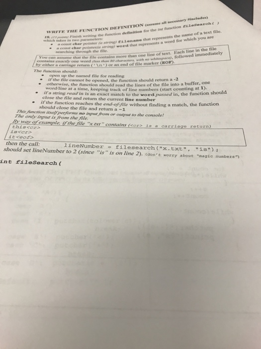 Solved includes) WRITE THE FUNCTION DEFINITION (me all | Chegg.com