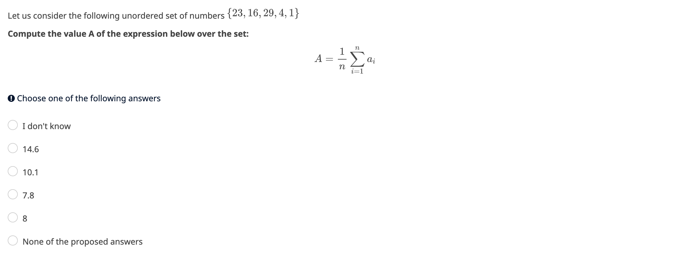 Solved Let us consider the following unordered set of | Chegg.com