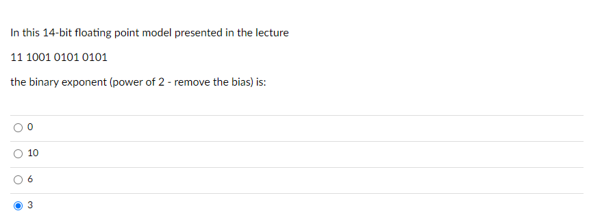 Solved In this 14-bit floating point model presented in the | Chegg.com