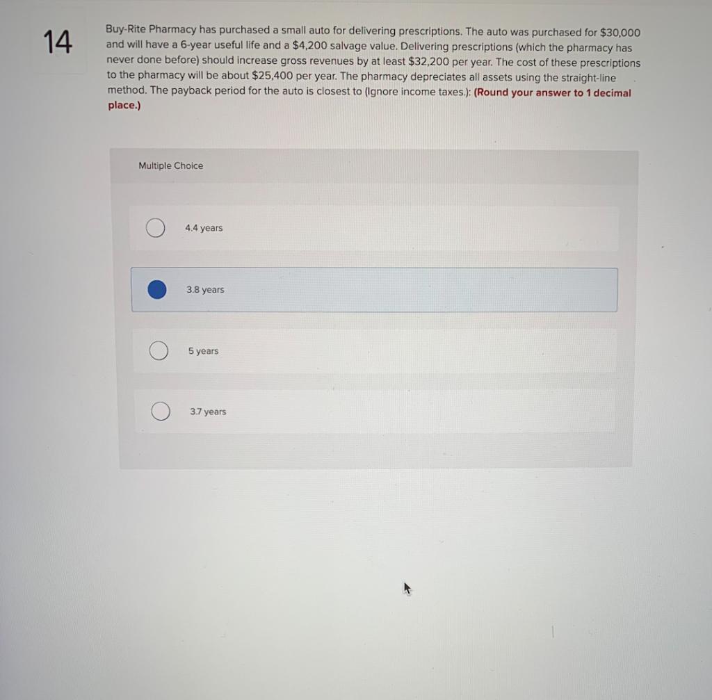 Solved BuyRite Pharmacy has purchased a small auto for