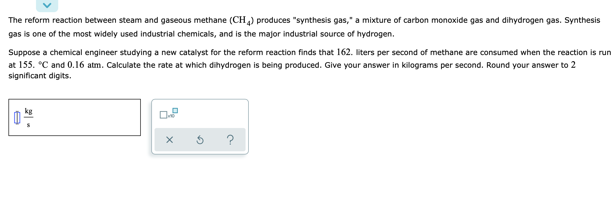 Solved The reform reaction between steam and gaseous methane