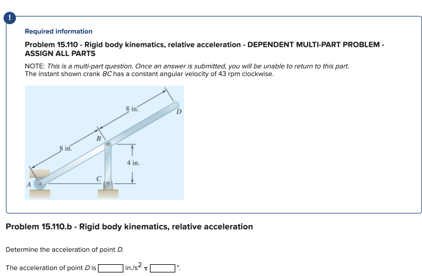 Solved Required Information Problem 15 110 Rigid Body Chegg