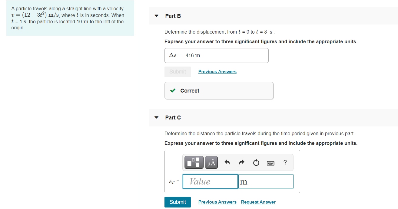 Solved Part B A Particle Travels Along A Straight Line Wi Chegg Com