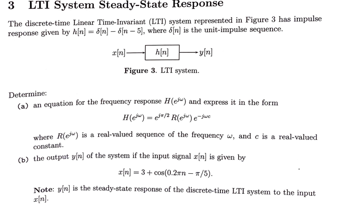 Solved The Discrete Time Linear Time Invariant Lti System