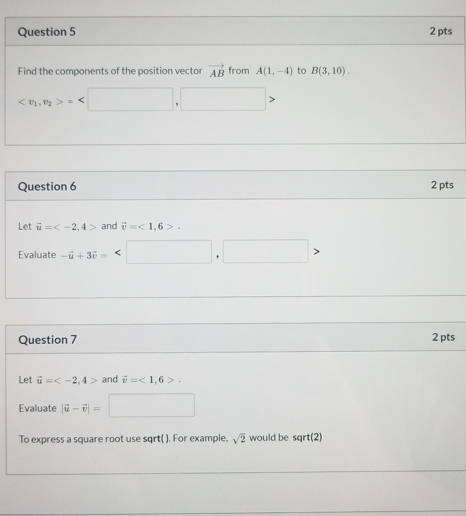 Solved 2 pts Question 1 LI Which of the following vectors | Chegg.com