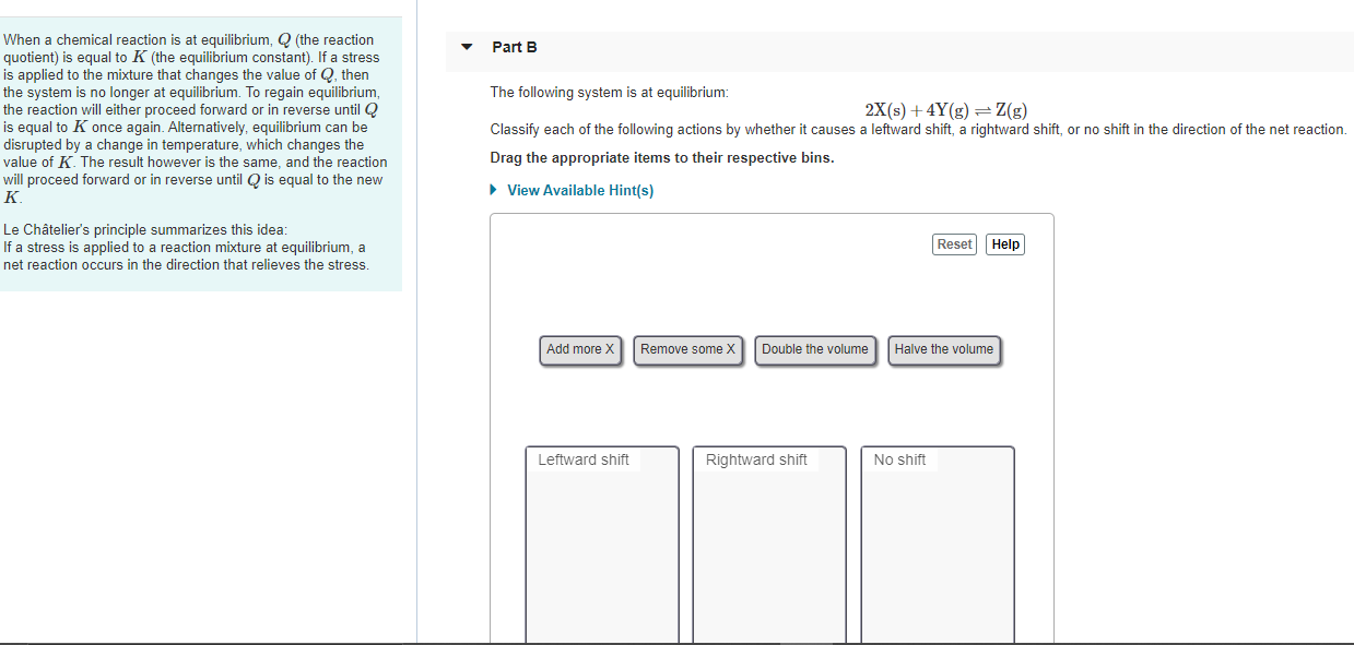 Solved Part A Consider the following system at equilibrium: | Chegg.com