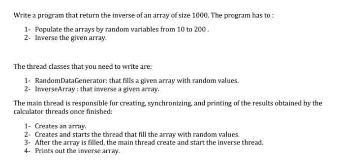 Solved Write a program that return the inverse of an array | Chegg.com