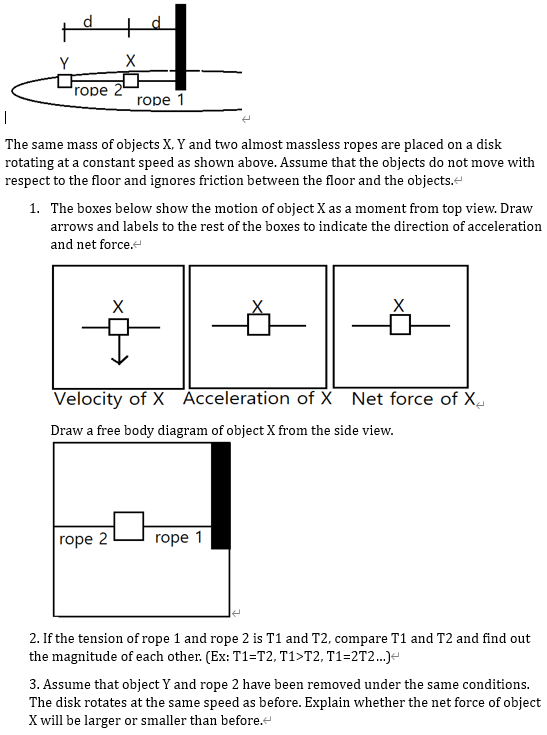 Solved Y X rope 2 rope 1 a The same mass of objects X, Y and | Chegg.com