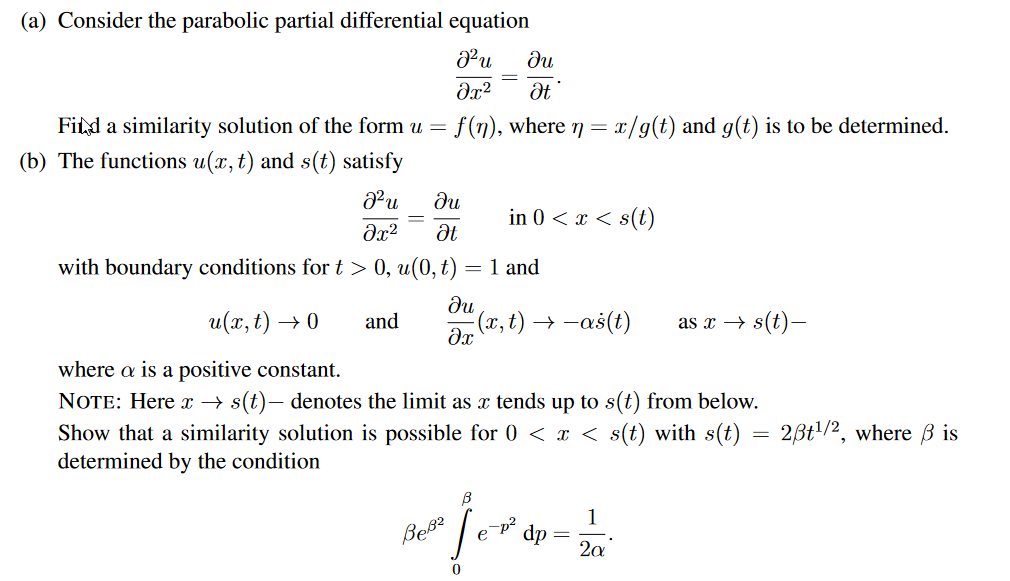 (a) Consider the parabolic partial differential | Chegg.com