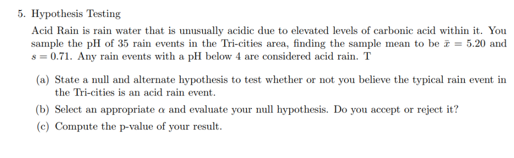 hypothesis on acid rain