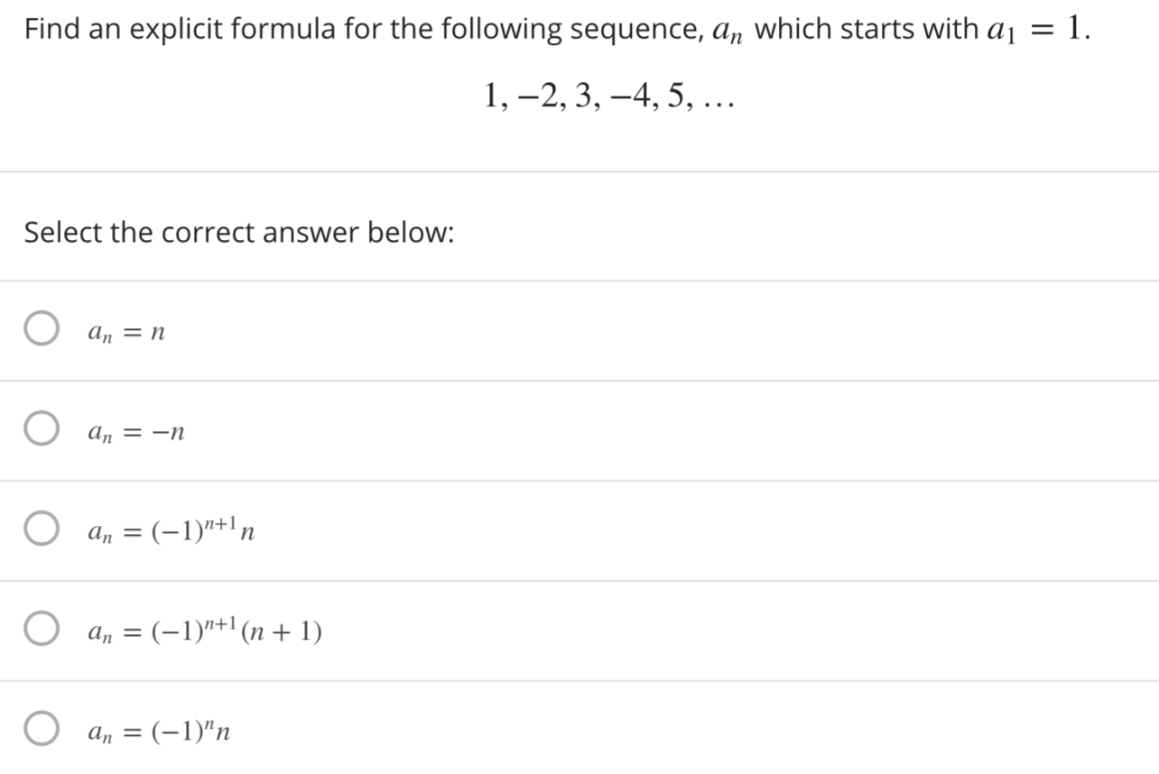 Solved Find an explicit formula for the following sequence, | Chegg.com