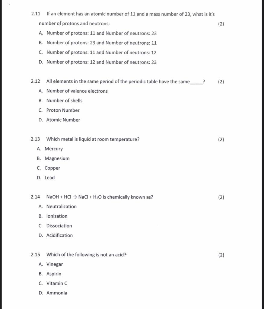atomic number 11 protons and 12 neutrons