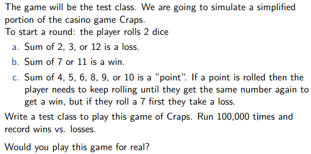 Solved You are going to write a class to model rolling a n | Chegg.com