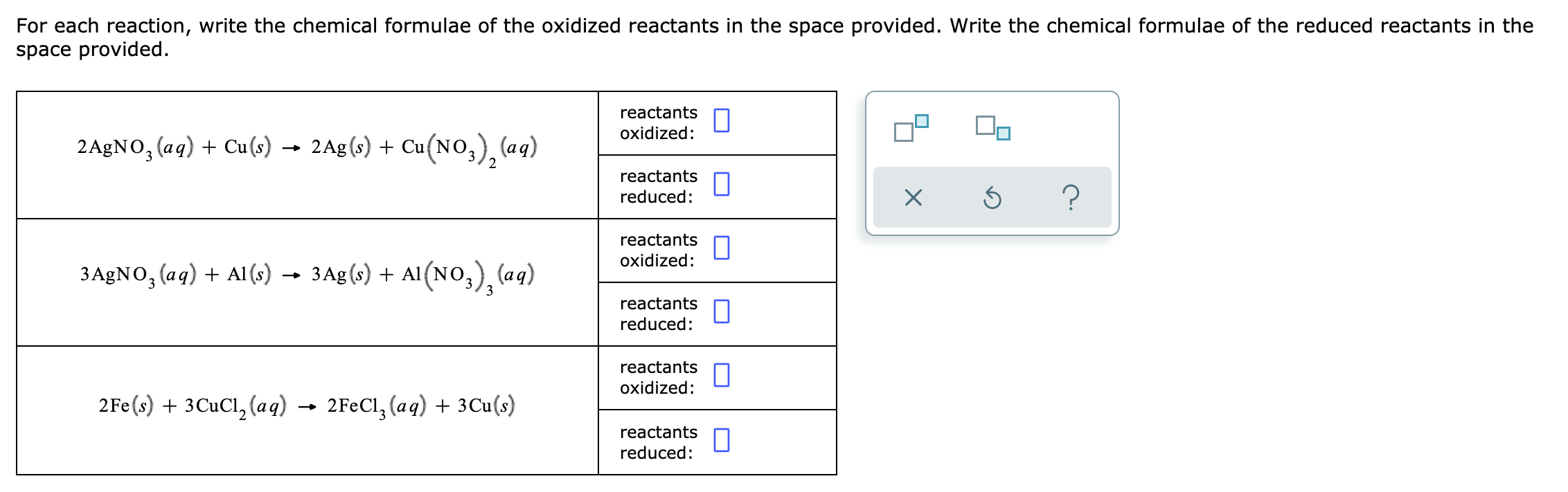 solved-for-each-reaction-write-the-chemical-formulae-of-the-chegg