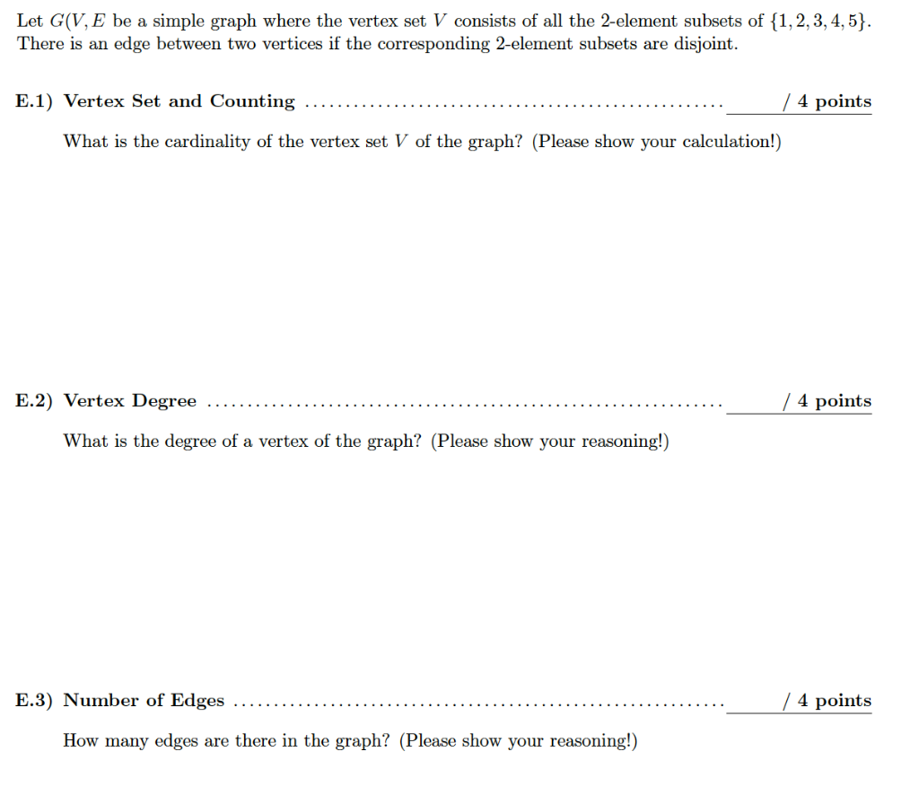Solved Let G(V, E be a simple graph where the vertex set V | Chegg.com