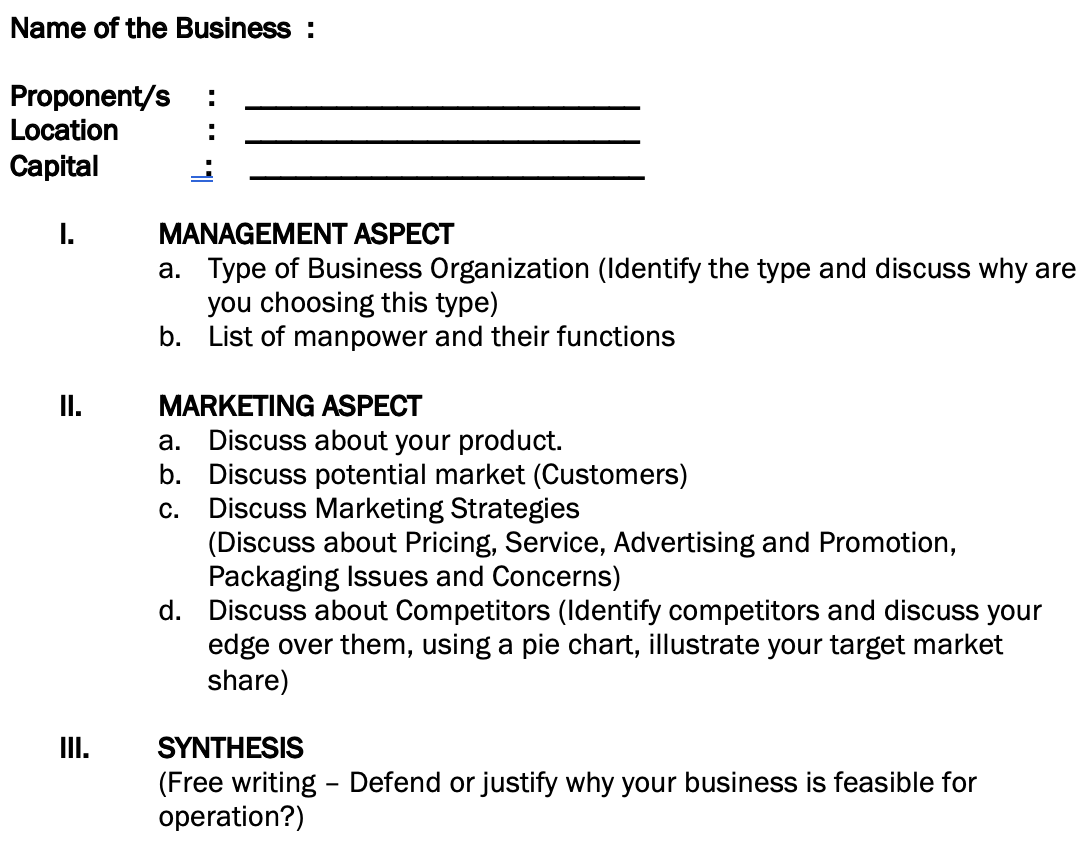 proponent meaning in business plan