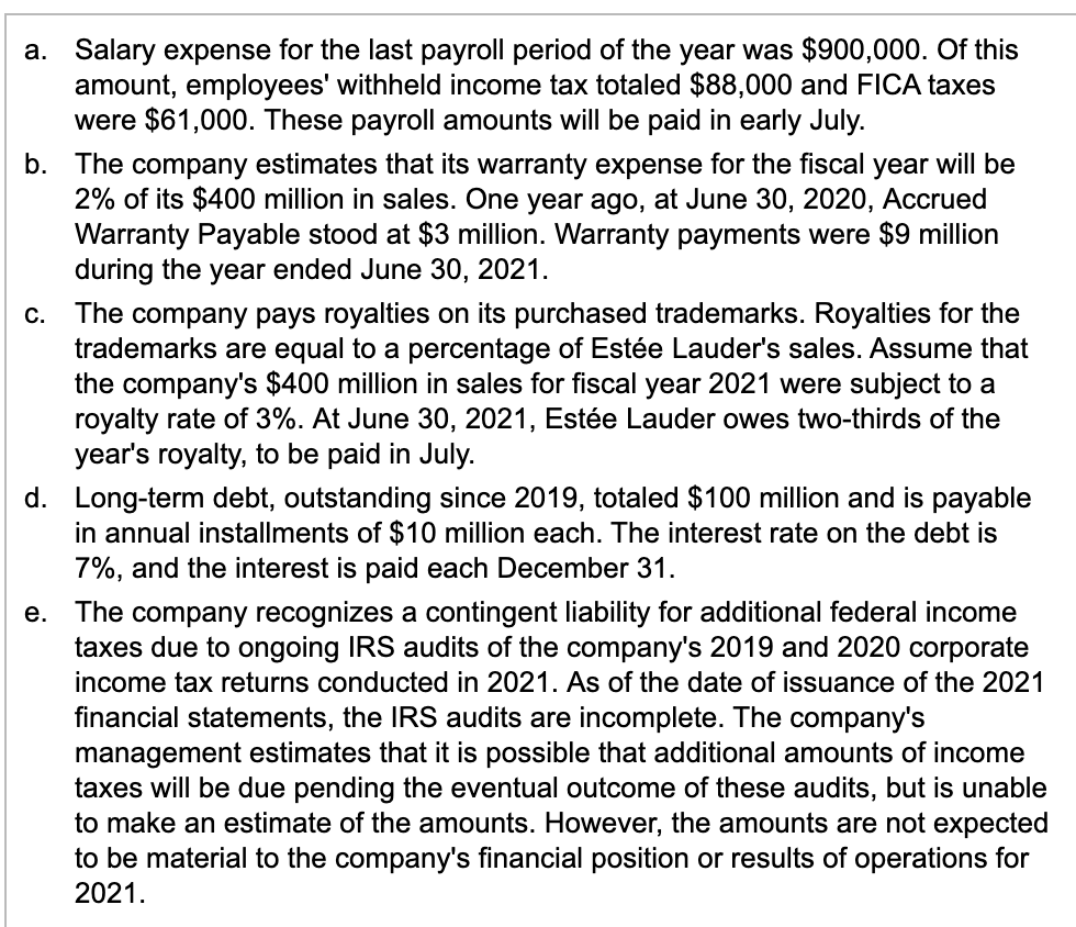 Solved Assume that the Estée Lauder Companies, Inc., faced | Chegg.com