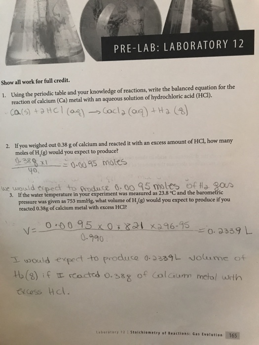 Solved PRE-LAB: LABORATORY 12 Show all work for full credit. | Chegg.com