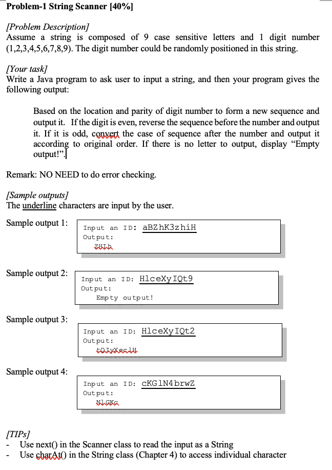 Solved Problem-1 String Scanner [40\%] [Problem Description] | Chegg.com