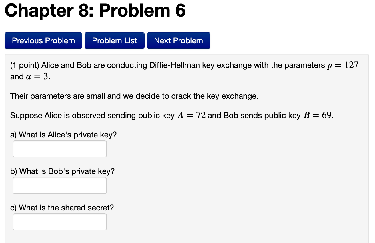 Solved Chapter 8: Problem 6 Previous Problem Problem List | Chegg.com