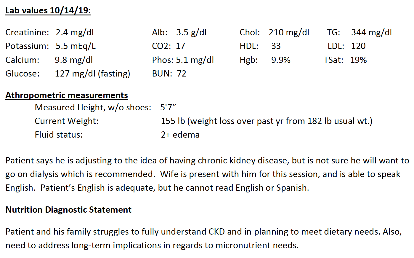 Solved Case Scenario Juan is a 67 year old male with chronic | Chegg.com