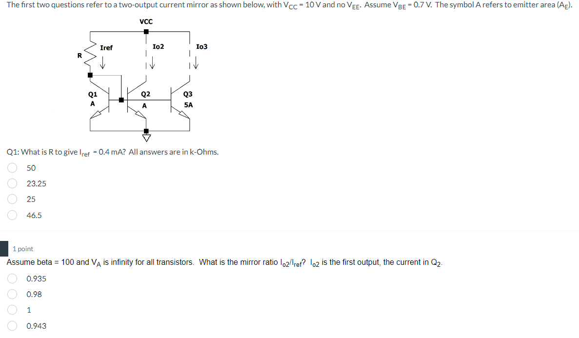 Solved The first two questions refer to a two-output current | Chegg.com