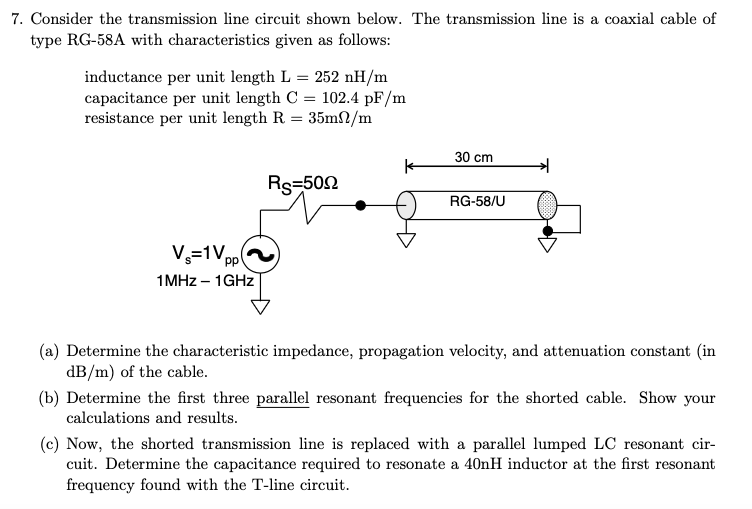 Solved 7. Consider the transmission line circuit shown | Chegg.com