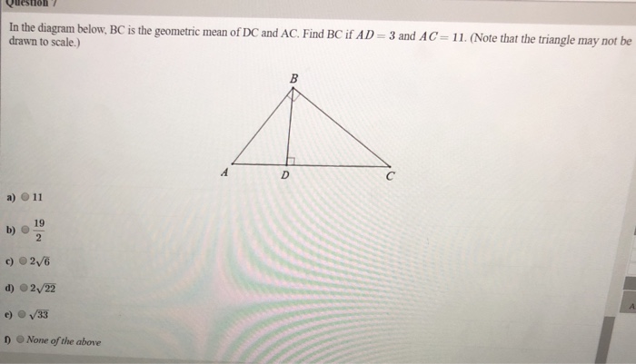 Solved Question below. BC is the geometric mean of DC and | Chegg.com