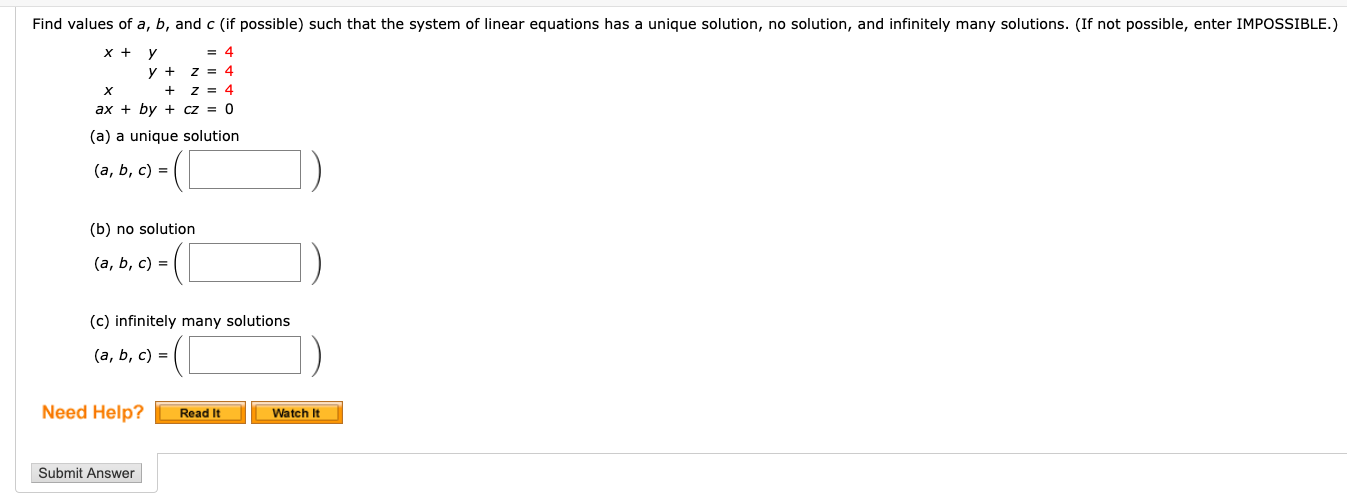 Solved Find Values Of A, B, And C (if Possible) Such That | Chegg.com