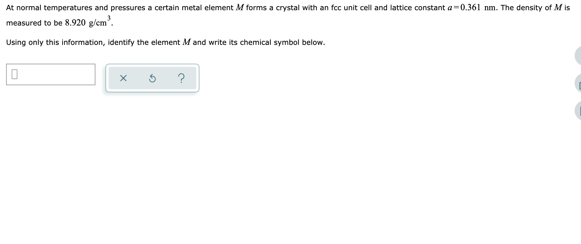 Solved At normal temperatures and pressures a certain metal | Chegg.com