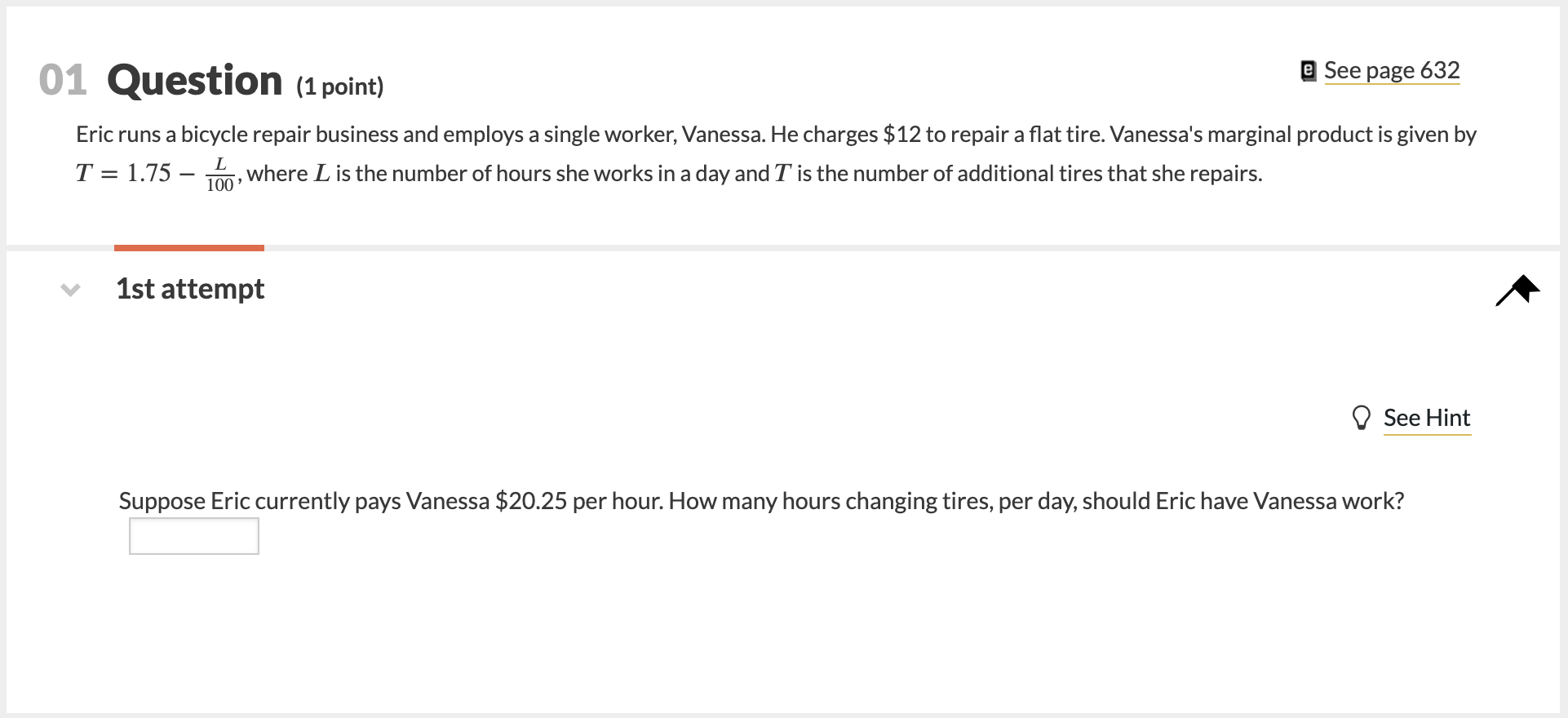 Solved e See page 632 01 Question (1 point) Eric runs a | Chegg.com