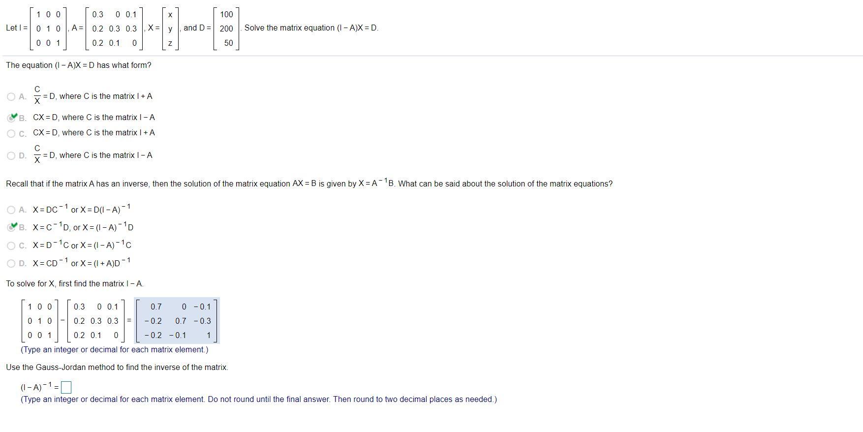Solved 1 0 0 100 0.3 0 0.1 Х A= 0.2 0.3 0.3 X = y 0.2 0.1 0 | Chegg.com
