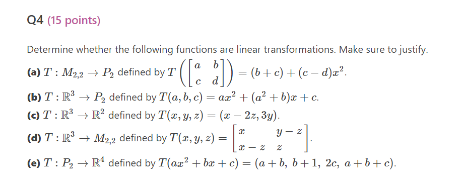 Solved Determine Whether The Following Functions Are Linear | Chegg.com