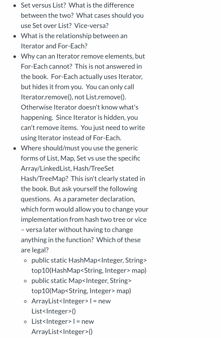 Solved • Set versus List? What is the difference between the | Chegg.com