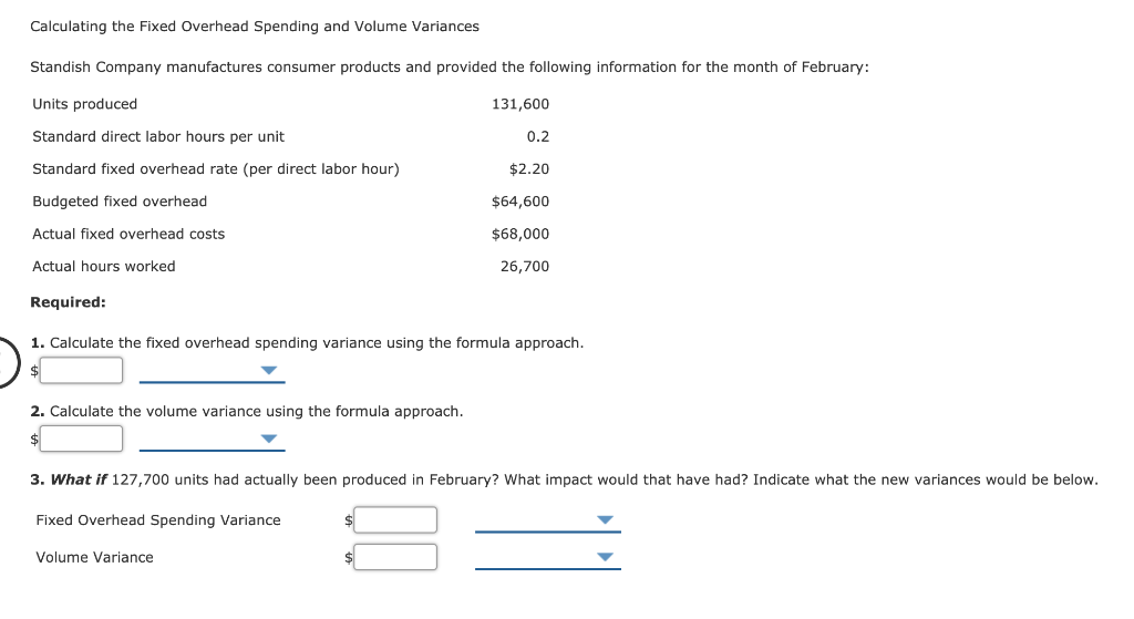 Solved Calculating the Fixed Overhead Spending and Volume