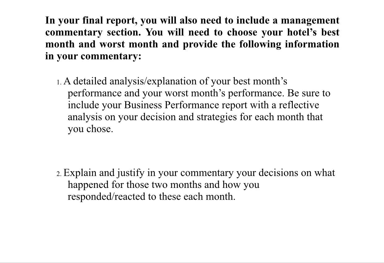 In your final report, you will also need to include a | Chegg.com
