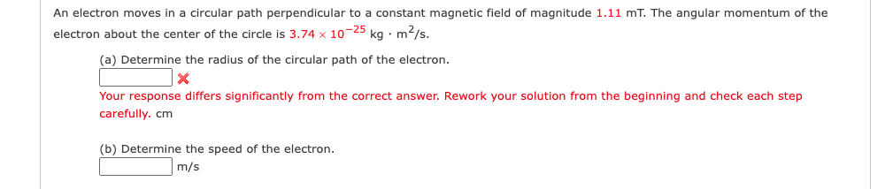 Solved An electron moves in a circular path perpendicular to | Chegg.com