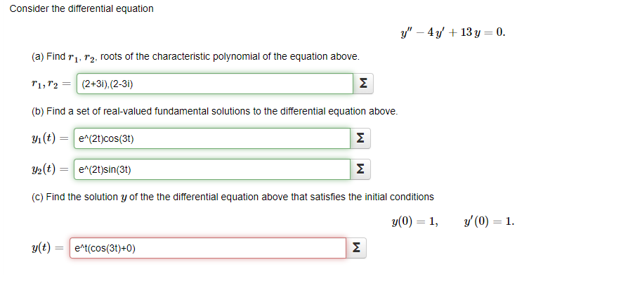 Solved Consider The Differential Equation Y′′−4y′ 13y 0