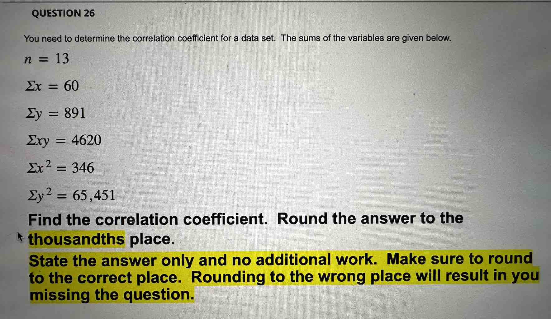 Solved You need to determine the correlation coefficient for | Chegg.com
