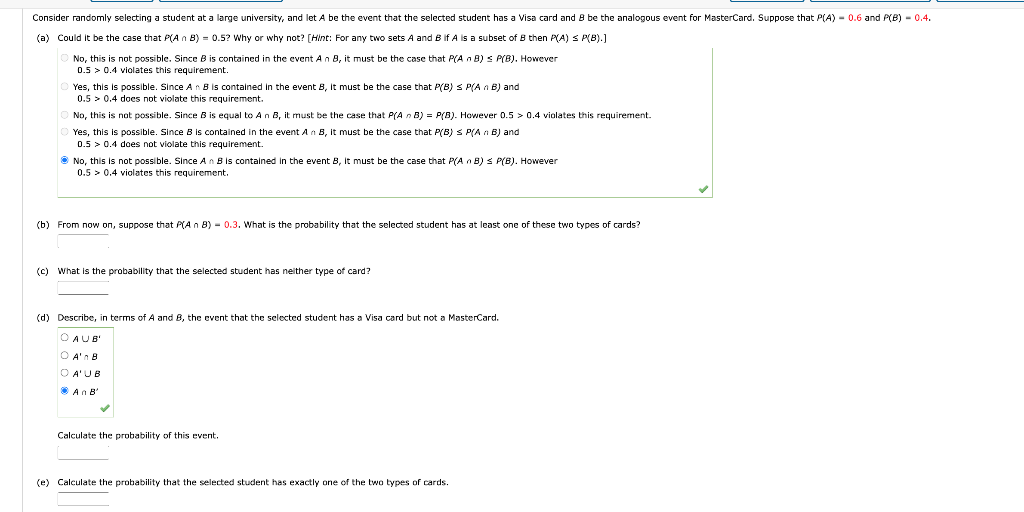 Solved (a) Could It Be The Case That P(A∩B)=0.5 ? Why Or Why | Chegg.com