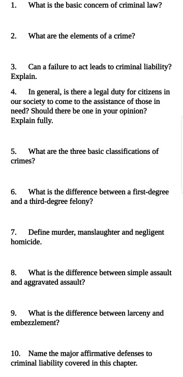 elements of a crime essay question