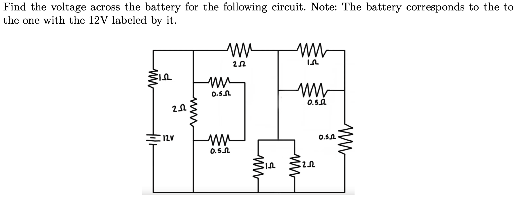 Solved Find the voltage across the battery for the following | Chegg.com